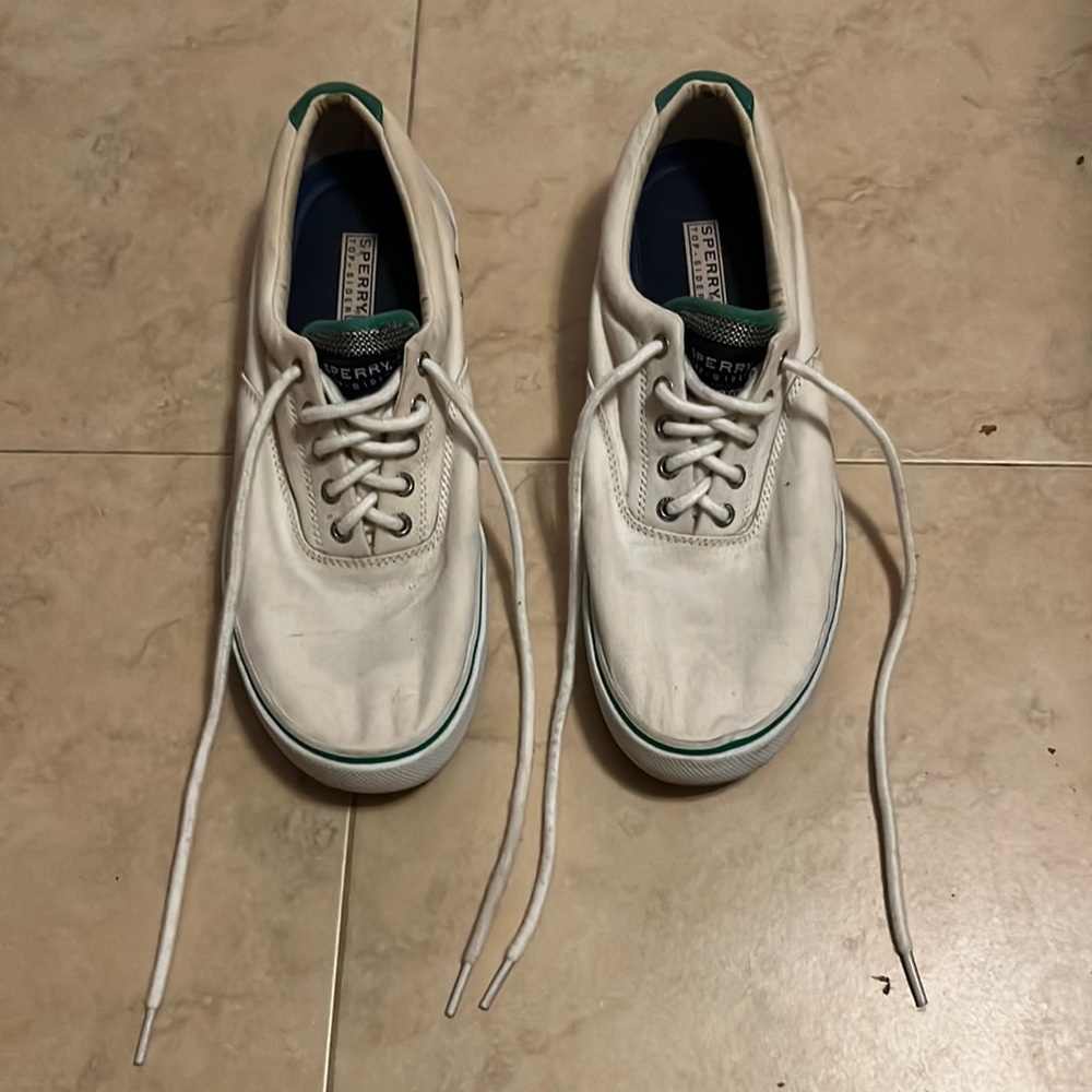 Sperry top-sider sneakers white with green trim